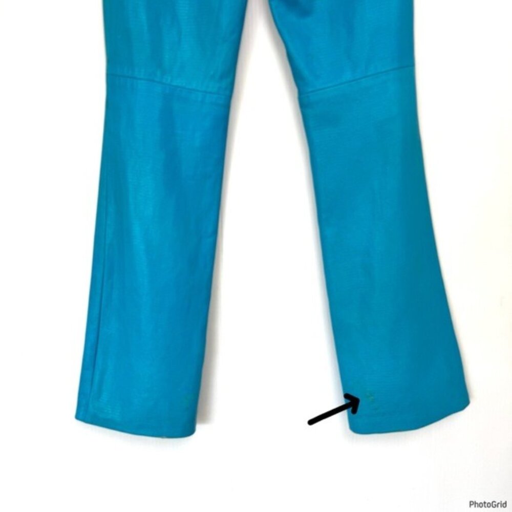 Ralph Laurent Black labell Vibrant Blue 100% Leather bootcut Pants 4 - Picture 7 of 15